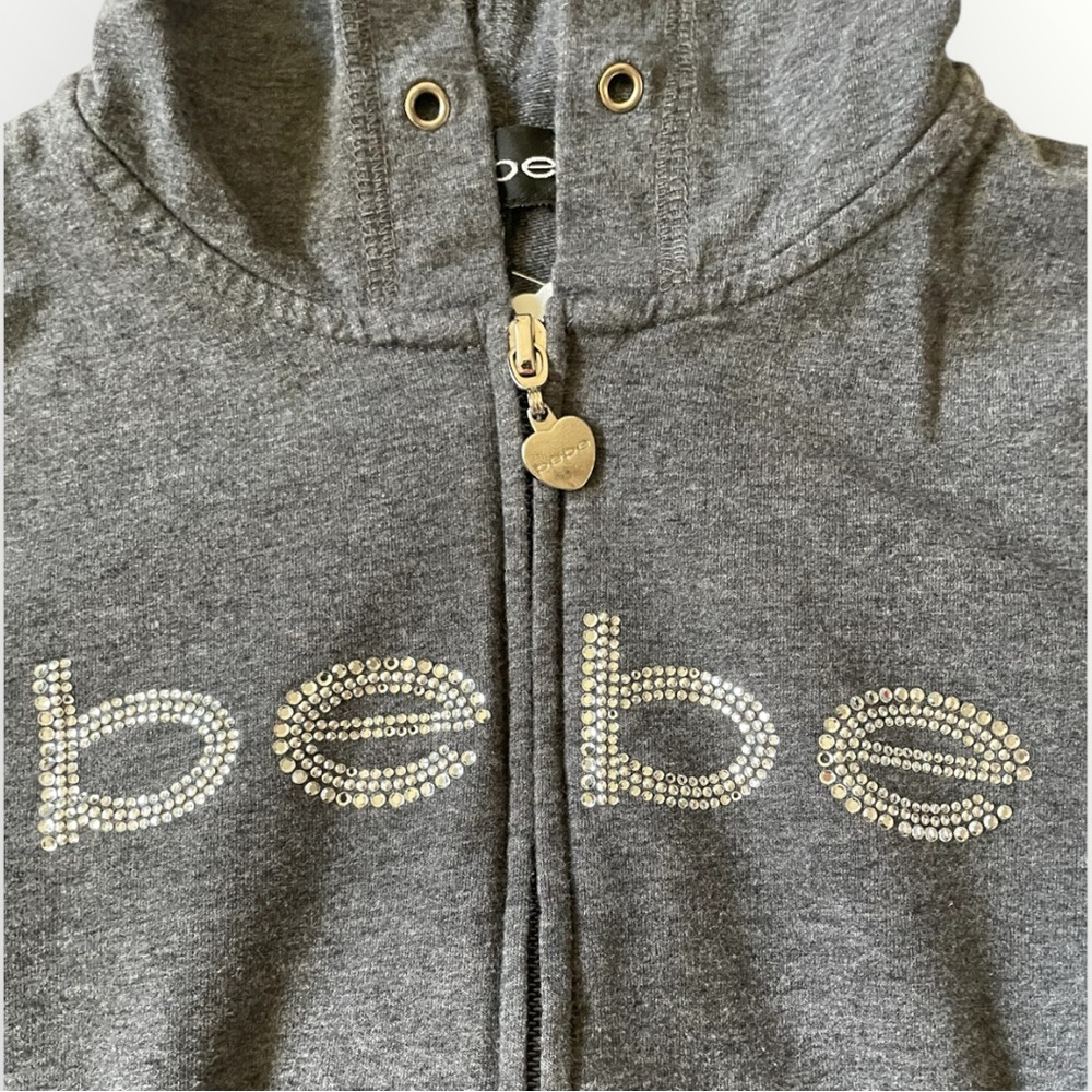 Y2K Rhinestone Bebe zip up cropped hoodie - Picture 3 of 5